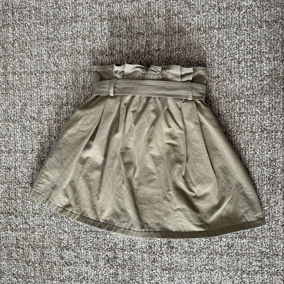 Lush VGUC Khaki Paper Bag Front Tie Mini Skirt size S - Picture 5 of 7